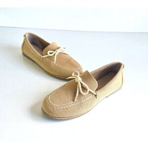 ROTHY'S The Boat Shoe Light Sand Hemp Knit Sz 6 36 Tan Flat Slip On Bow Loafer